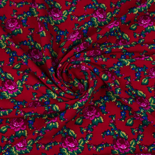 Látka krep červená lidový vzor bukovinský 0,5m