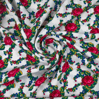 Látka krep bílá lidový vzor bukovinský 0,5m