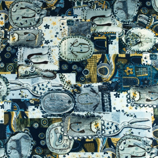 Látka Silki šedá-námořnická modrá nášivky vzor 0,5m