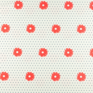 Látka Silki ecru sedmikrásky puntíky vzor 0,5m