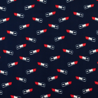 Látka Silki námořnická modrá rtěnka vzor 0,5m