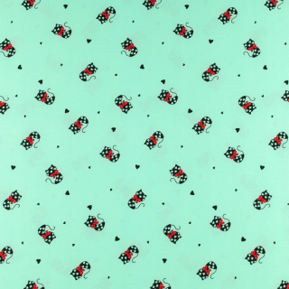 Látka Silki tmavá světle zelená kočičky vzor 0,5m