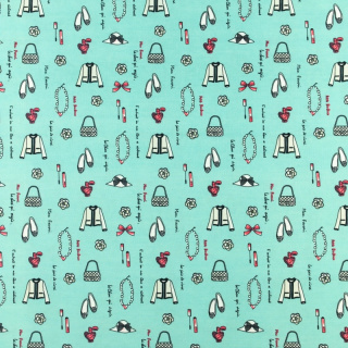 Látka Silki tmavá mátová vzor 0,5m