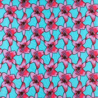 Látka Silki růžovo-fialová lilie vzor 0,5m