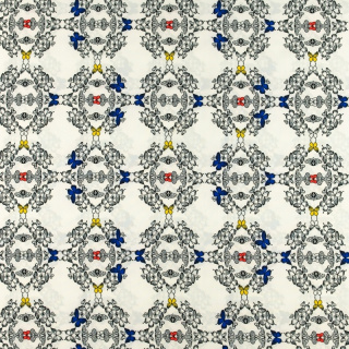 Látka Silki žluto-modrá motýlí vzor 0,5m