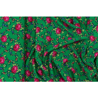 Látka Kelly krep zelený lidový vzor 0,5m