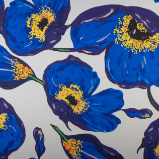 Látka šifón hedvábný bílý hladký květinový vzor 0,5m