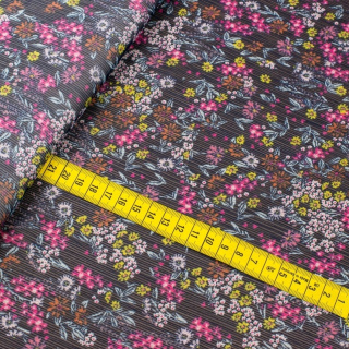 Látka šifón plisovaný námořnická modrá květiny 0,5m