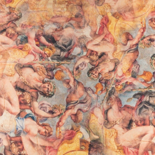 Látka šifón hedvábný béžová hladká fresky vzor 0,5m