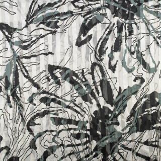 Látka šifón šedá hladká květinový vzor 0,5m