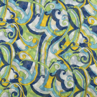 Látka šifón zelená hladká abstrakce vzor 0,5m