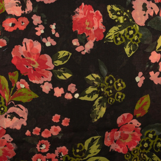 Látka na šaty červené květy 0,5m