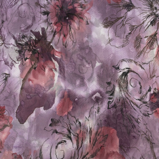 Látka šifón vyšívaný fialová hladká květiny 0,5m