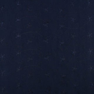 Látka šifón vyšívaný námořnická modrá hladká květiny 0,5m