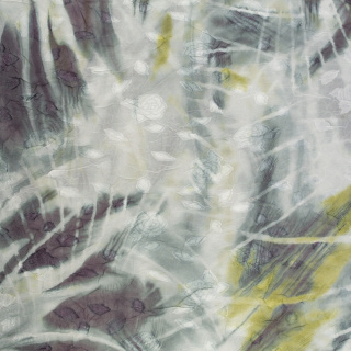 Látka šifón vyšívaný šedá hladká květiny 0,5m