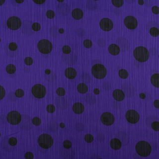 Látka šifón krešovaný fialová hladká puntíky 0,5m