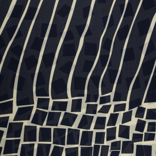 Látka šifón námořnická modrá hladká abstrakce vzor 0,5m