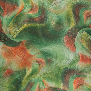 Látka šifón zelená hladká abstrakce vzor 0,5m