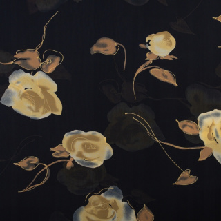 Látka šifón námořnická modrá hladká květinový vzor 0,5m