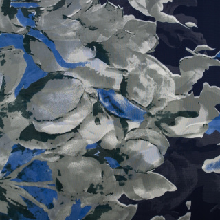 Látka šifón námořnická modrá hladká květiny 0,5m