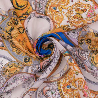 Látka šifón růžová modrá hladká italský vzor 0,5m