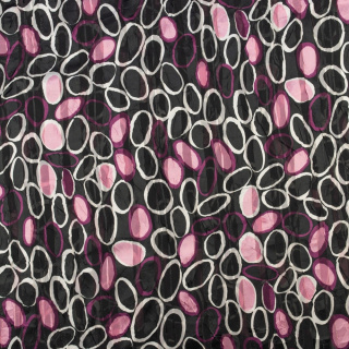 Látka šifón růžová hladká pruhy tečky vzor 0,5m