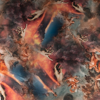 Látka šifón hedvábný červený hladký freska vzor 0,5m