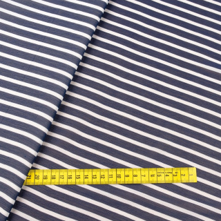 Látka šifón námořnická modrá hladká pruhy vzor 0,5m