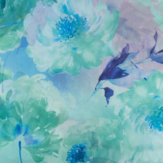 Látka šifón zelená hladká květinový vzor 0,5m