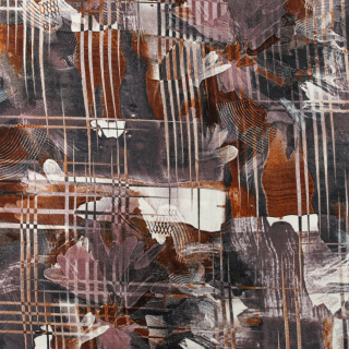 Látka viskózová hnědo-šedá hladká květy 100% viskóza 0,5m