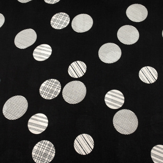 Látka viskózová černá puntíky vzor 100% viskóza 0,5m