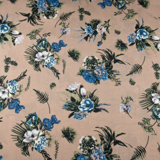 Látka viskózová béžová květiny 100% viskóza 0,5m