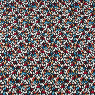 Látka krepon viskózový černá květinový vzor 0,5m