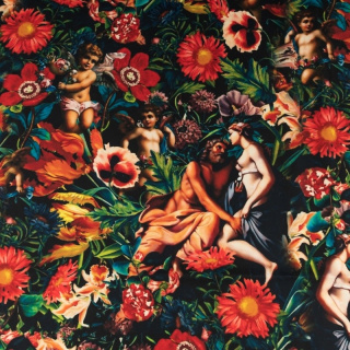 Látka viskóza twill barevná hladká květinový vzor 0,5m