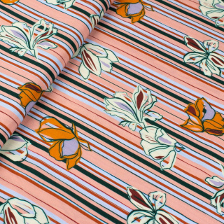 Látka viskózová pruhy květy 100% viskóza 0,5m