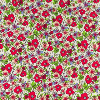 Látka viskózová ecru květy 100% viskóza 0,5m