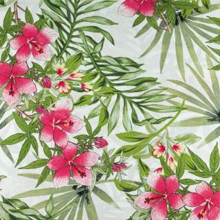 Látka viskózová ecru květy vzor 100% viskóza 0,5m