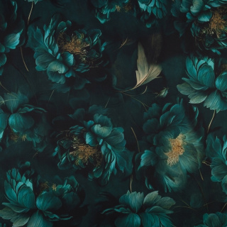 Látka viskóza twill zelená hladká květiny vzor 0,5m