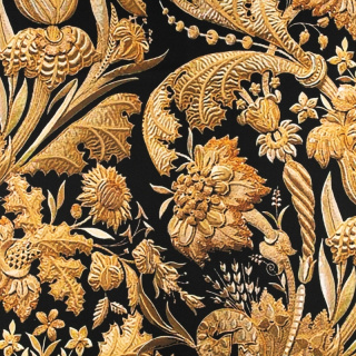 Látka viskóza twill černá hladká květinový vzor 0,5m