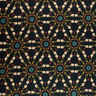 Látka viskóza twill černá hladká květinový vzor 0,5m