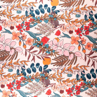 Látka viskóza twill světle růžová hladká květiny 0,5m