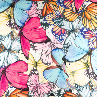 Látka viskóza twill hladká barevní motýli vzor 0,5m