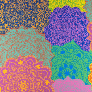 Látka viskóza twill hladká barevná mandala vzor 0,5m