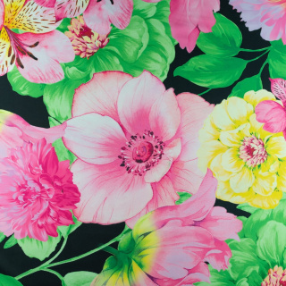 Látka viskóza twill růžová hladká květinový vzor 0,5m