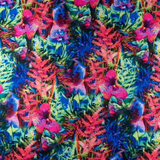 Látka viskóza twill růžová hladká květinový vzor 0,5m