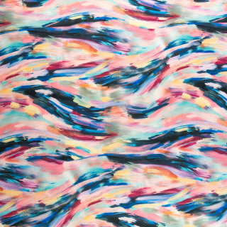 Látka viskóza twill růžová hladká malovaný vzor 0,5m