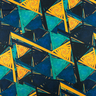 Látka viskóza twill námořnická modrá hladká trojúhelníky 0,5m