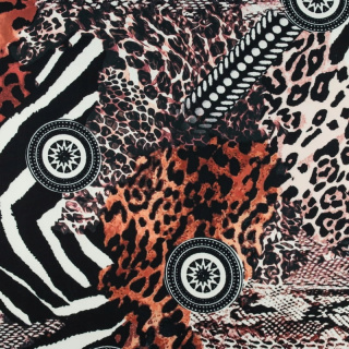 Látka viskóza twill černá hladká zvířecí vzor 0,5m