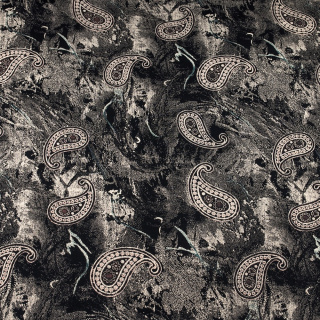 Látka viskózová černá paisley vzor 100% viskóza 0,5m