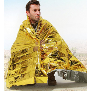 Termální fólie 160x210 cm zlatá na přežití záchranná přikrývka